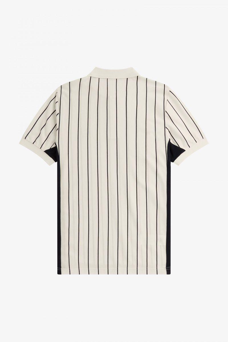 White Fred Perry Refined Pinstripe Polo Men's Shirts | PH 1523QMAZ